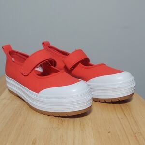 Keds Classic Red Canvas Platform Mary Janes Women's Size 9